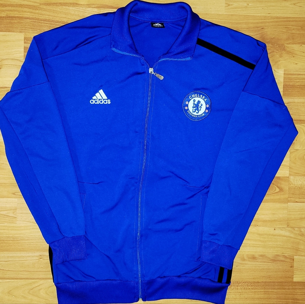 Adidas Chelsea FC Men's Size LARGE Blue Track Jacket Soccer Futbol Club Full Zip